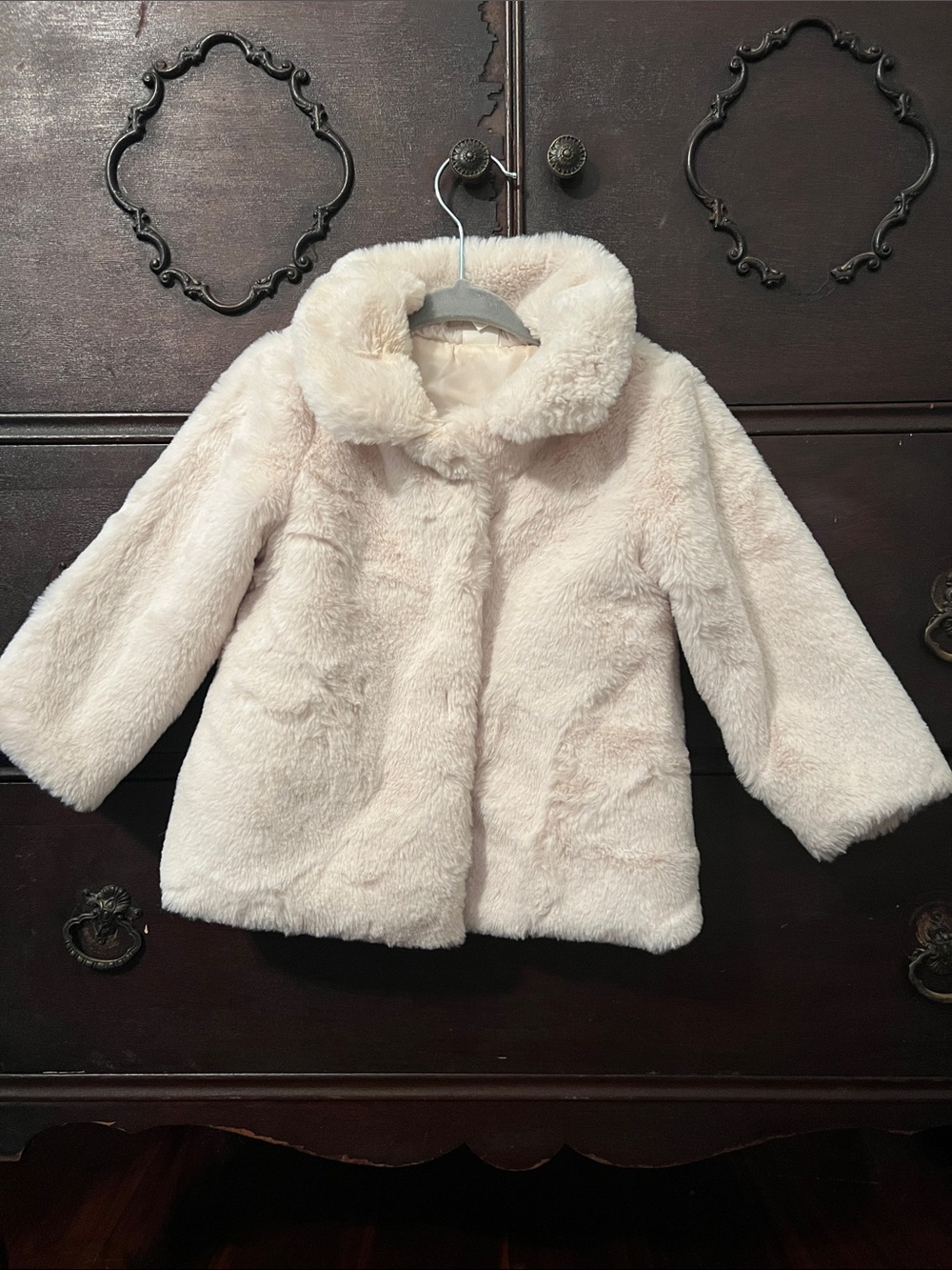 Kids Faux Fur Coat - Ivory Plush Jacket